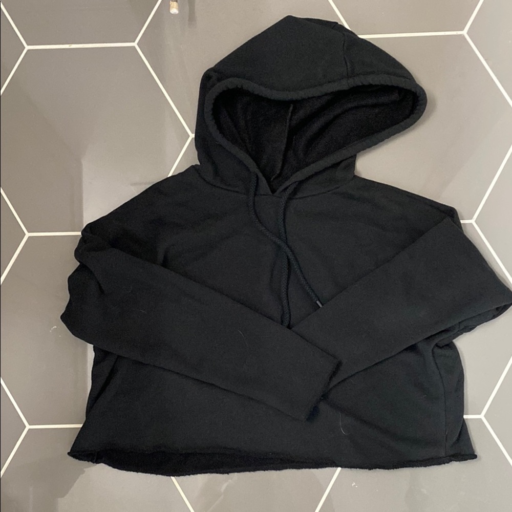 Aerie Black Crop Top Hoodie